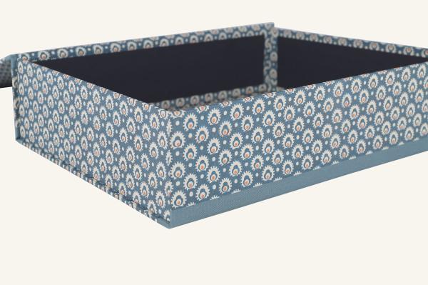 Elegant archive box with linen edges in light blue